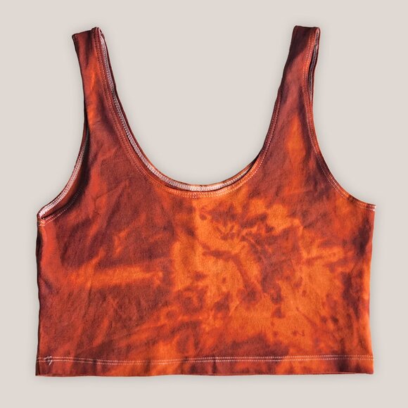 NWT Elenya Orange Red Tie Dye Cotton Crop Tank Top Cropped Yoga Shirt - Picture 1 of 2
